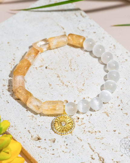 Quartet of Luck - Citrine & Selenite Bracelet of Serendipity