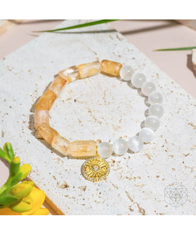 Quartet of Luck - Citrine & Selenite Bracelet of Serendipity