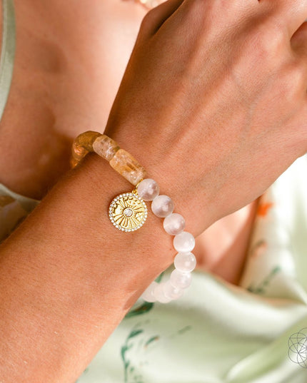 Quartet of Luck - Citrine & Selenite Bracelet of Serendipity