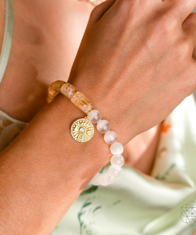 Quartet of Luck - Citrine & Selenite Bracelet of Serendipity