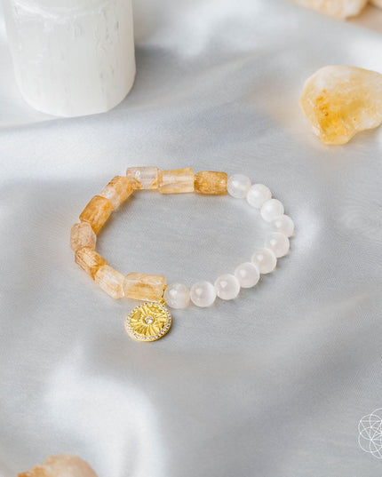 Quartet of Luck - Citrine & Selenite Bracelet of Serendipity