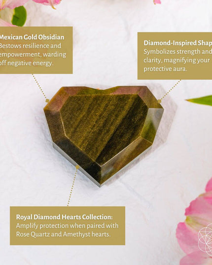 Royal Diamond Heart - Mexican Gold Obsidian for Protection