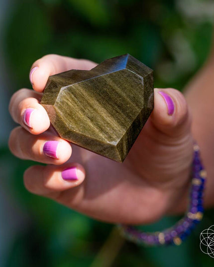 Royal Diamond Heart - Mexican Gold Obsidian for Protection
