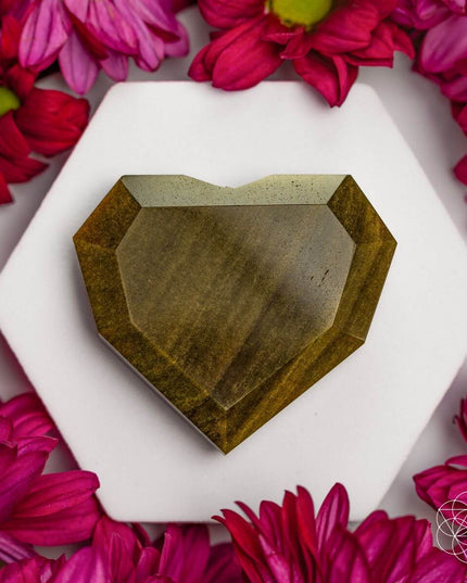 Royal Diamond Heart - Mexican Gold Obsidian for Protection