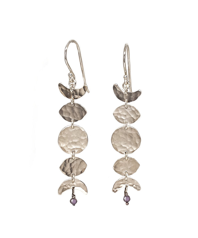 Moon Phase Earrings in Sterling Silver