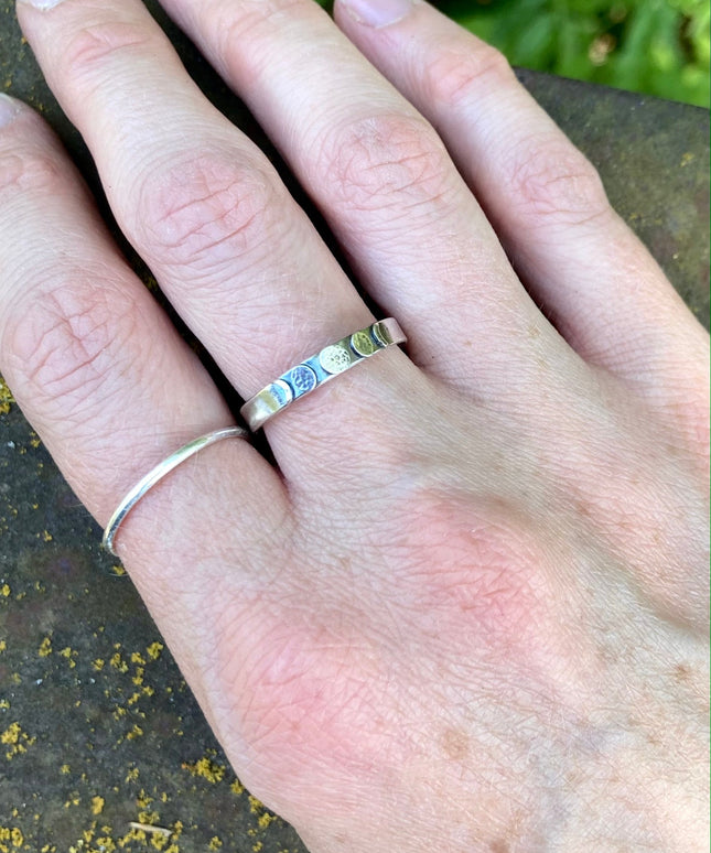 Moon Phase Band Ring in Sterling Silver