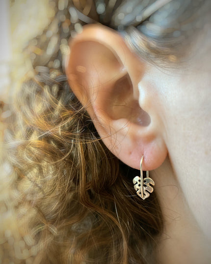 Monstera Earrings in Sterling Silver - Small