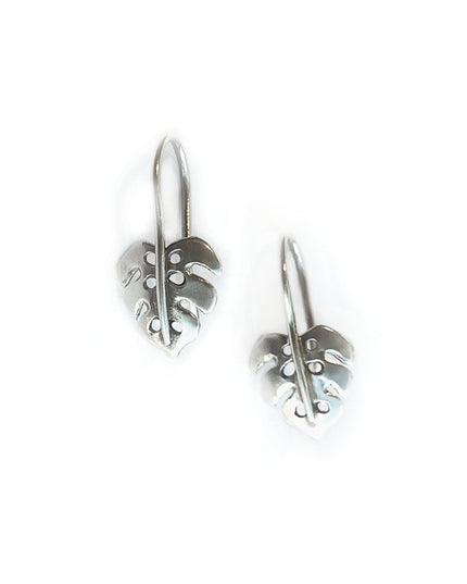 Monstera Earrings in Sterling Silver - Small