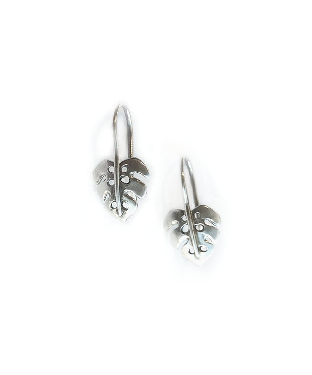 Monstera Earrings in Sterling Silver - Small