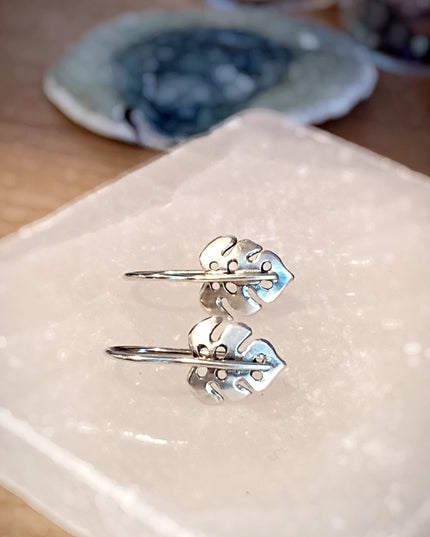 Monstera Earrings in Sterling Silver - Small