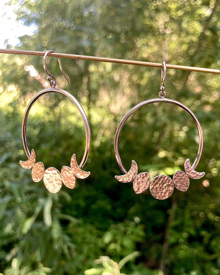 Moon Phase Hoop Earrings in Sterling Silver