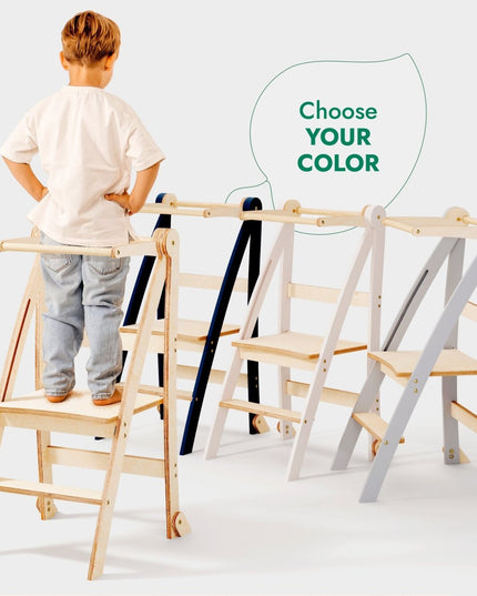 Toddler Tower: Foldable Step Stool for Toddlers - Beige