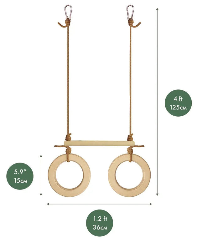 Trapeze swing bar with rings
