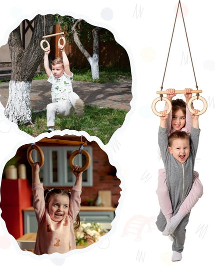 Trapeze swing bar with rings