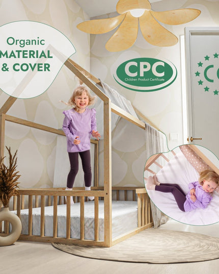 Twin Size Montessori House Bed for Kids with Fence