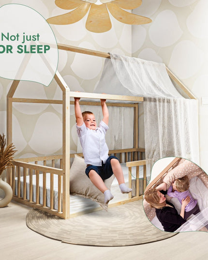 Montessori House Bed for Kids with Fence