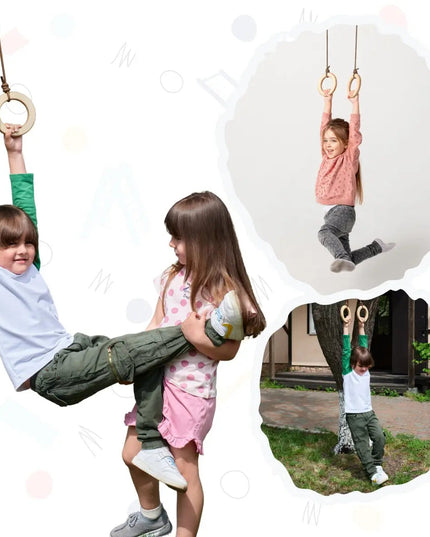 Wooden gymnastic rings for kids
