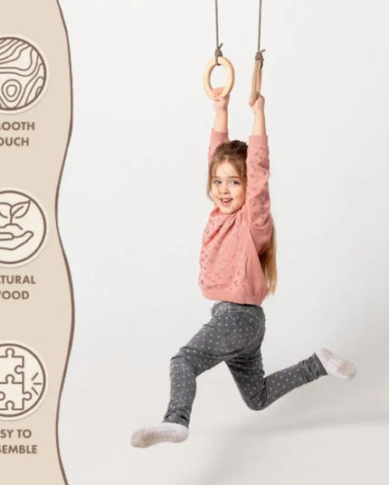 Wooden gymnastic rings for kids