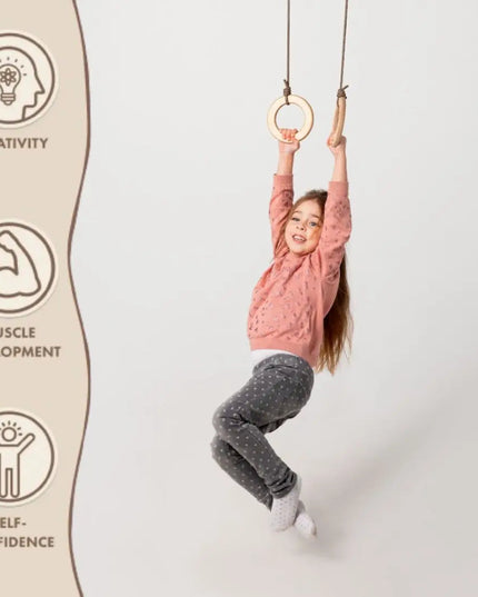 Wooden gymnastic rings for kids