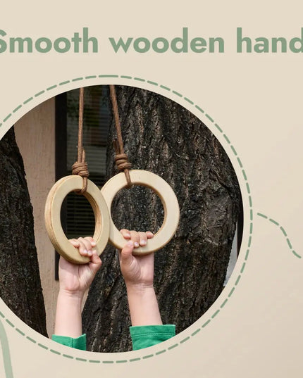 Wooden gymnastic rings for kids